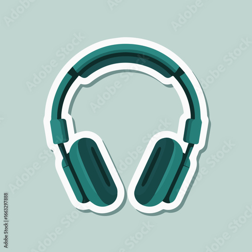 A tealcolored headphone sticker with a clean, modern design, perfect for representing audio equipment, music, and listening experiences in a stylish and visually appealing way