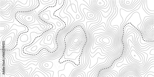 Topographic map pattern background vector. Abstract mountain terrain map background with abstract shape line texture