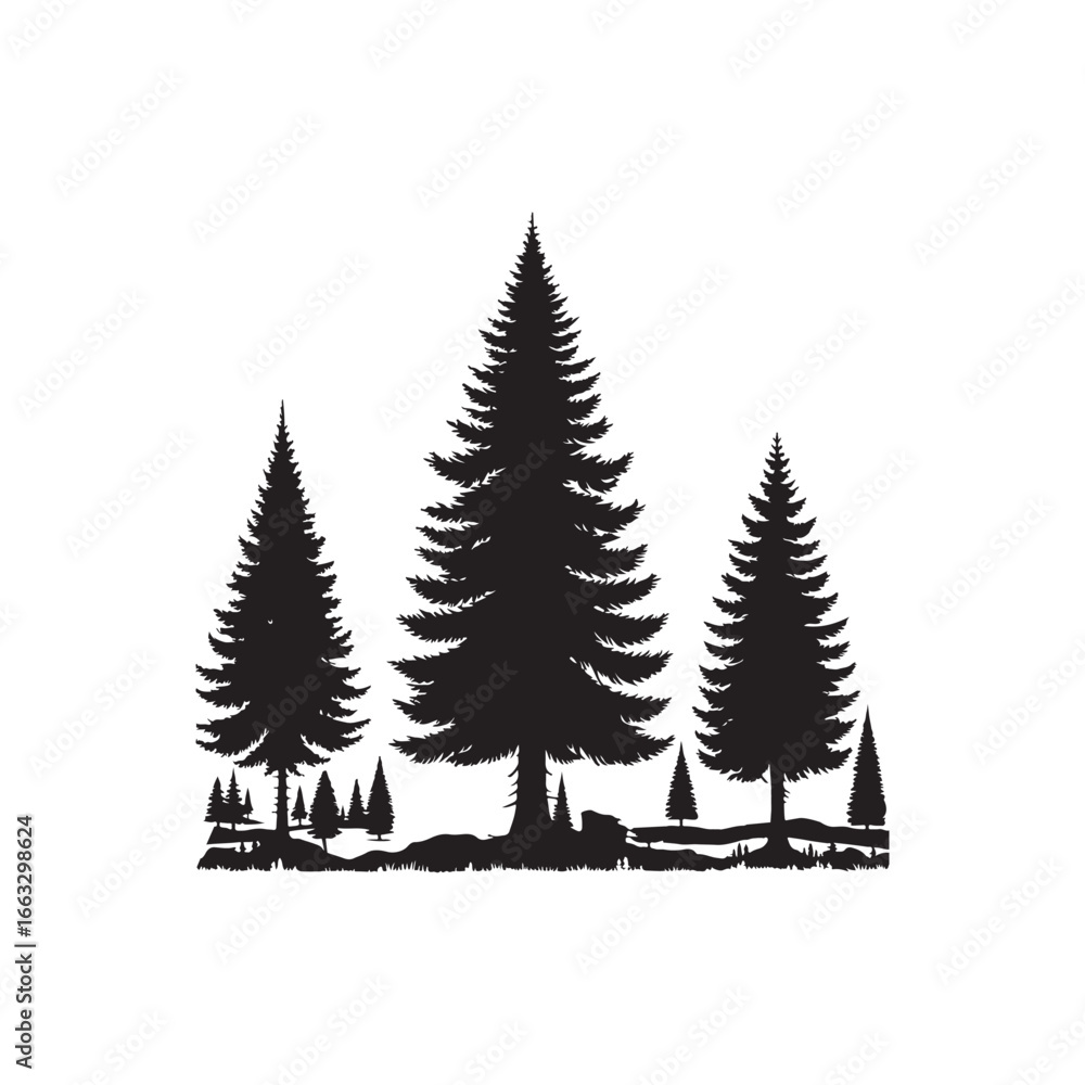 Obraz premium Douglas Fir Evergreen Conifer Tree Vector Design.