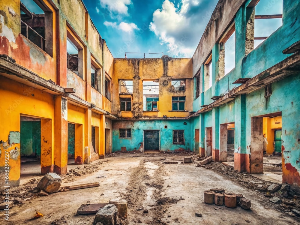 Fototapeta premium Abandoned Warehouse Simplicity: Urban Exploration Photography