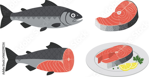 Fish Icon Set Vector Illustration | Flat Graphic Design Elements for Seafood, Aquarium, or Web Interface

