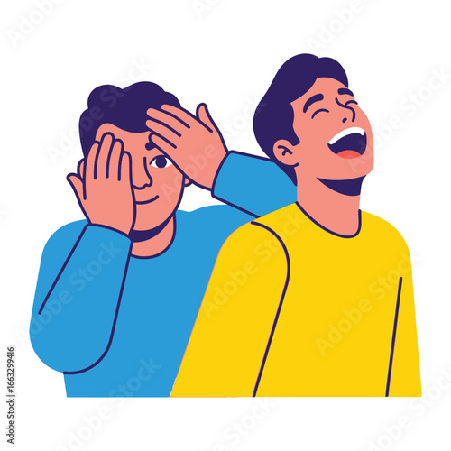 Playful Laughter and Unexpected Moments: A cheerful, illustrated scene depicting the shared mirth between two people as they embrace the unexpected. 