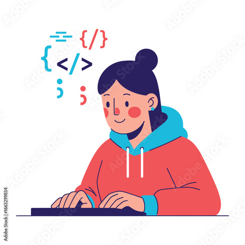 Tech-savvy Programmer: A skilled programmer is deeply immersed in the digital realm, her focus unwavering as she crafts code with precision and passion. She represents dedication and expertise