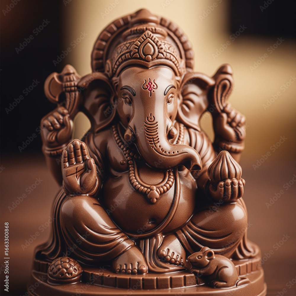 Obraz premium Turmeric Ganesha Idol Close-Up with Natural Yellow Glow