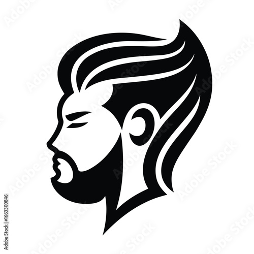 Man face side view vector icon on white background. Man vector logo silhouette. black man.
