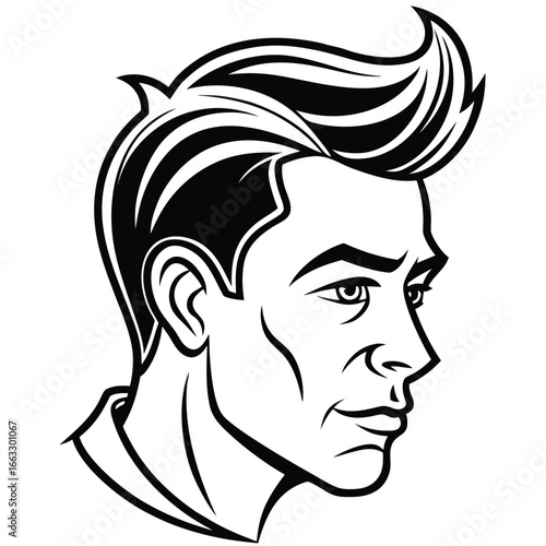 Man face side view vector icon on white background. Man vector logo silhouette. black man.