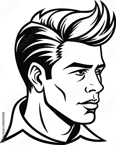 Man face side view vector icon on white background. Man vector logo silhouette. black man.