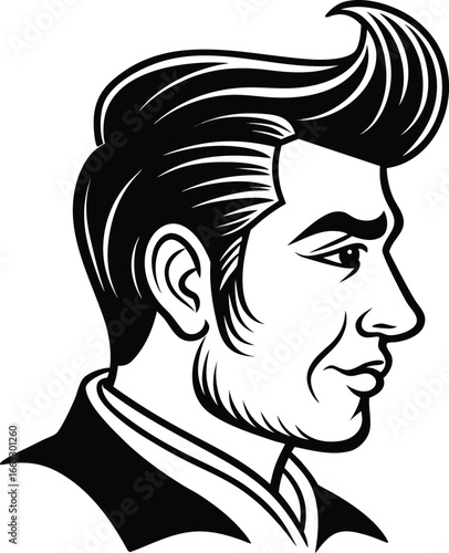Man face side view vector icon on white background. Man vector logo silhouette. black man.