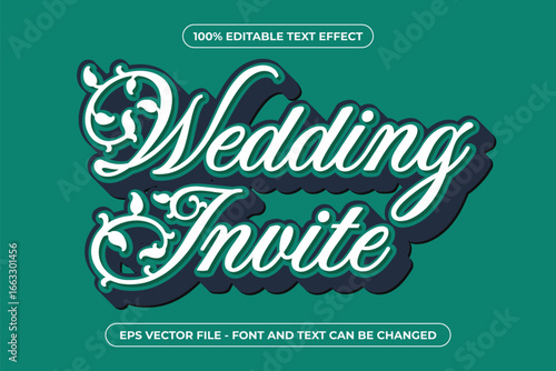 Green Nature Ornament Wedding Invite 3D Editable Text Effect