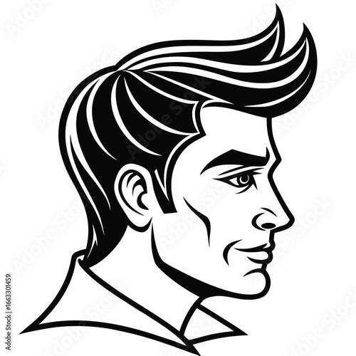 Man face side view vector icon on white background. Man vector logo silhouette. black man.