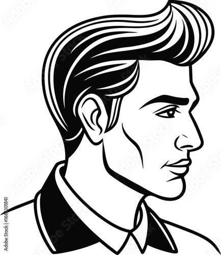 Man face side view silhouette vector icon on white background. Man vector logo silhouette. black man.