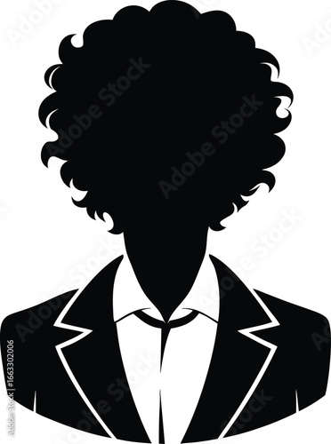 Man face front view silhouette vector icon on white background. Man vector logo silhouette. black man.