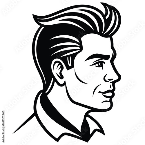 Man face side view silhouette vector icon on white background. Man vector logo silhouette. black man.