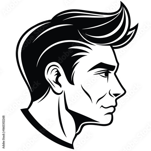 Man face side view silhouette vector icon on white background. Man vector logo silhouette. black man.