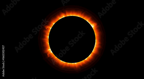 Fiery Ring: Abstract Orange Circle on Black Background.