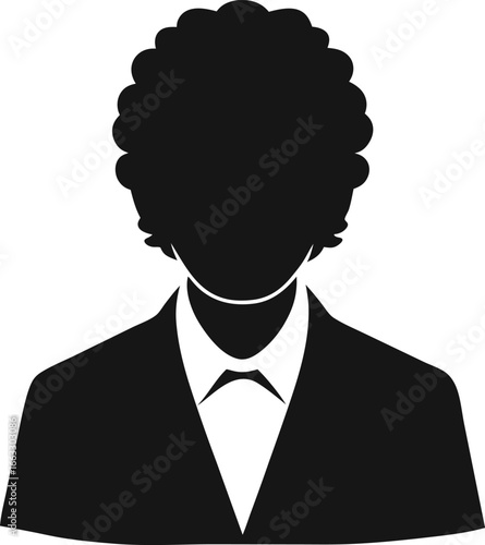 Man face front view silhouette vector icon on white background. Man vector logo silhouette. black man.