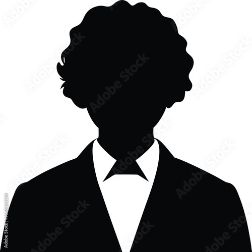 Man face front view silhouette vector icon on white background. Man vector logo silhouette. black man.