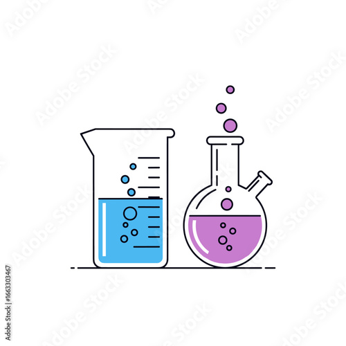 Visualizing chemical reactions through bubbling liquids in laboratory glassware demonstrating scientific exploration and discovery