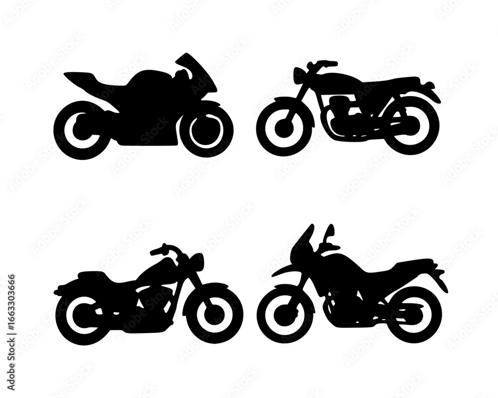 Fototapeta premium Set of Four Motorcycle Silhouettes