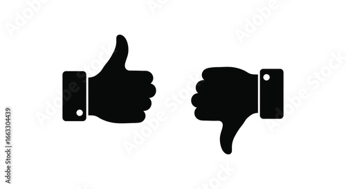 thumbs up and thumbs down hand gestures for approval and disapproval