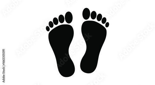 A pair of black footprints on a white background