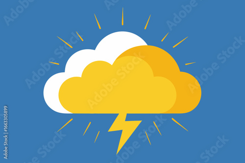 Golden sunlight piercing storm clouds vector illustration scalable eps icon