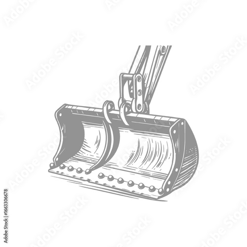 Excavator Bucket Detailed Illustration of Construction Equipment