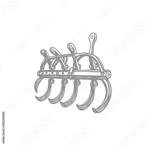 Agricultural Harrow Detailed Illustration