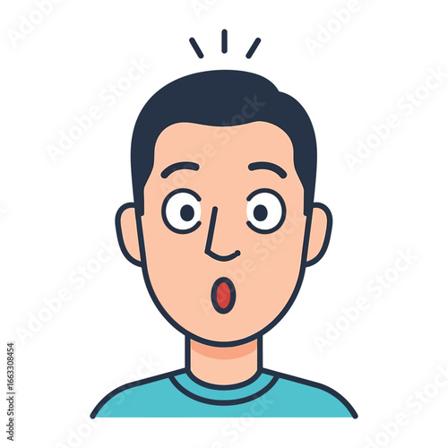 Surprised Expression: A vector illustration captures a person's wide-eyed astonishment and open-mouthed surprise, highlighting the emotive power of shock in graphic art.