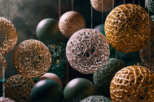 Textured easter eggs in a decorative display