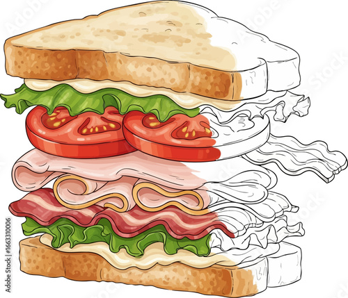 The Layered Classic A Club Sandwich Sketch