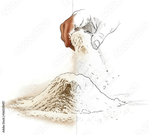 The Start of Baking A Flour Dusting Sketch