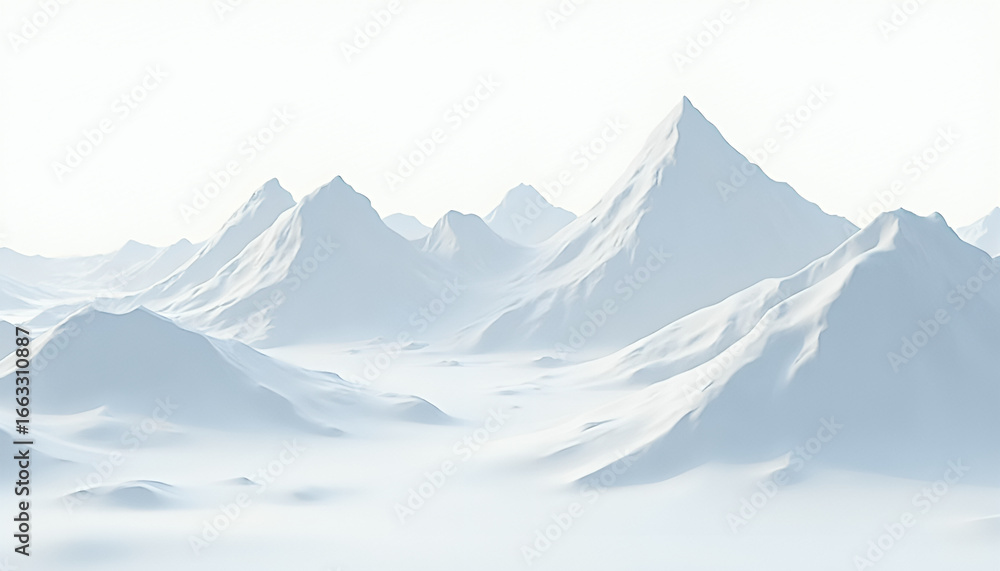 Fototapeta premium Minimalist Snowy Mountain Landscape in Soft Light