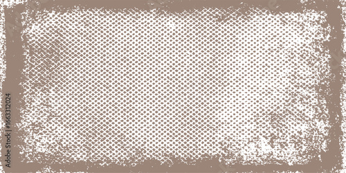 Grunge paper texture with a decorative lace frame and a seamless linen pattern