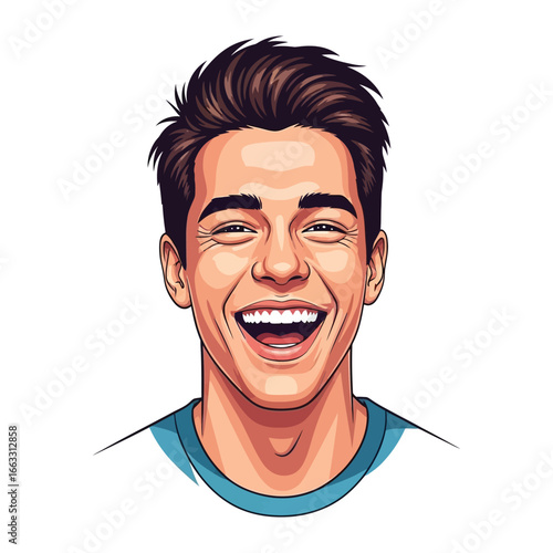Joyful Portrait: A digitally crafted portrait of a young individual radiates pure, unadulterated joy, their infectious grin showcasing genuine happiness and positivity.