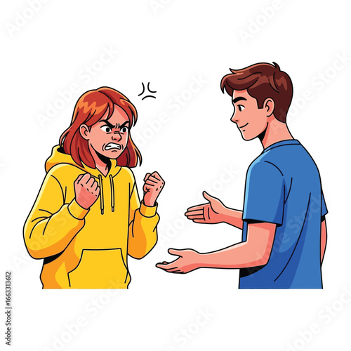 Anger and Disagreement: Illustration of a heated argument between two individuals, showcasing the complexity of interpersonal conflict.