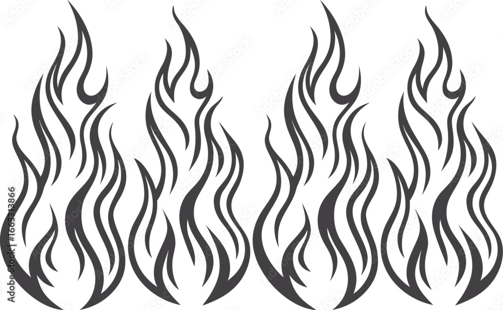 Fototapeta premium hand drawn fire flame icon vector illustration