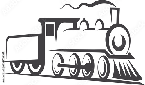 Hand drawn locomotive train icon vector illustration, doodle style outline of railway engine symbol, minimal sketch design isolated on white background for transport, travel and vintage rail concepts
