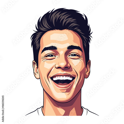 Joyful man's portrait: Capturing the sheer happiness and infectious enthusiasm radiating from a close-up shot of a smiling face.