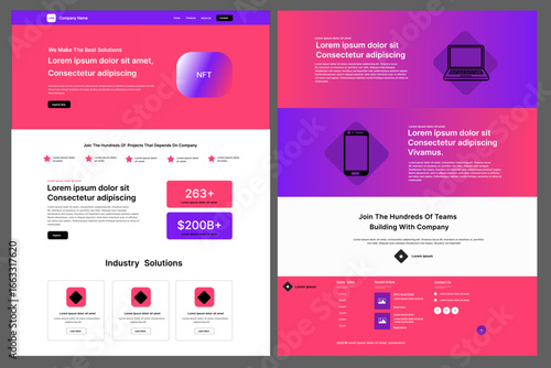 New trending website UI design template of NFT concept isolated on gray background - vector illustration