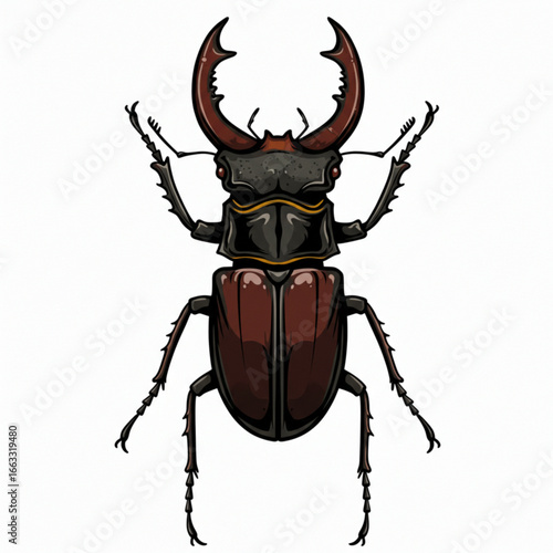 Stunning stag beetle illustration, perfect for nature designs, detailed insect artwork