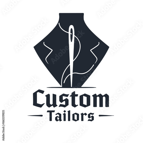 Classic Custom Tailors Logo with Needle and Thread