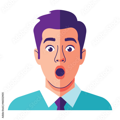 Surprised Expression: A vector illustration captures the intense surprise of a person.
