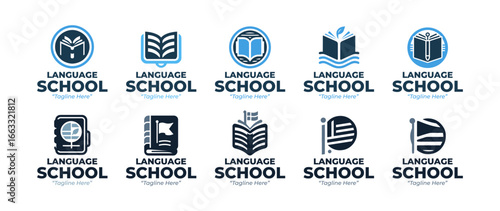 10 Language School Logo Set Modern Minimalist Education Brand Design