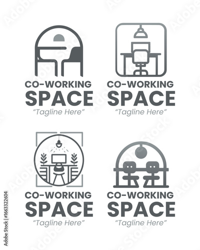 4 CO Working Space Logo Set Modern Minimalist Business Brand Design