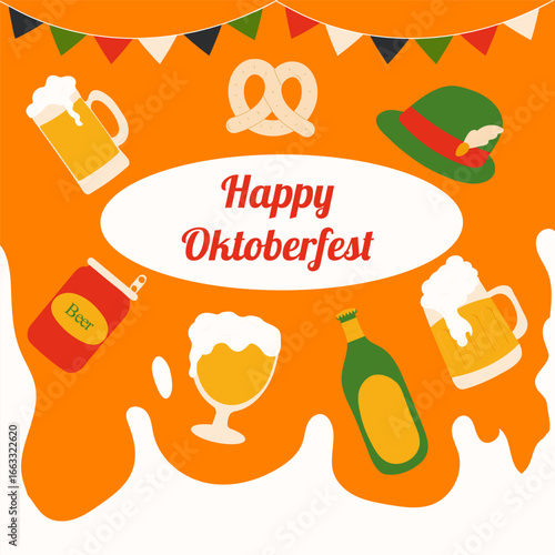 Oktoberfest Vector illustration flyer, banner, poster and background design.