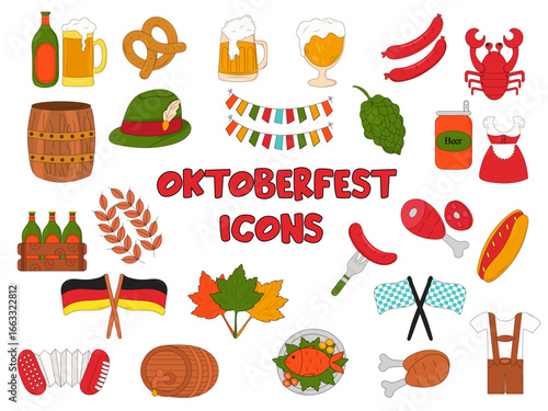 Oktoberfest set of Icons, object or element design vector illustration.