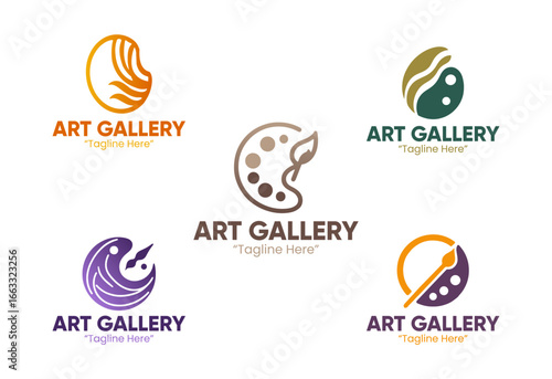 5 Art Gallery Logo Set Modern Minimalist Exhibition Creative Design