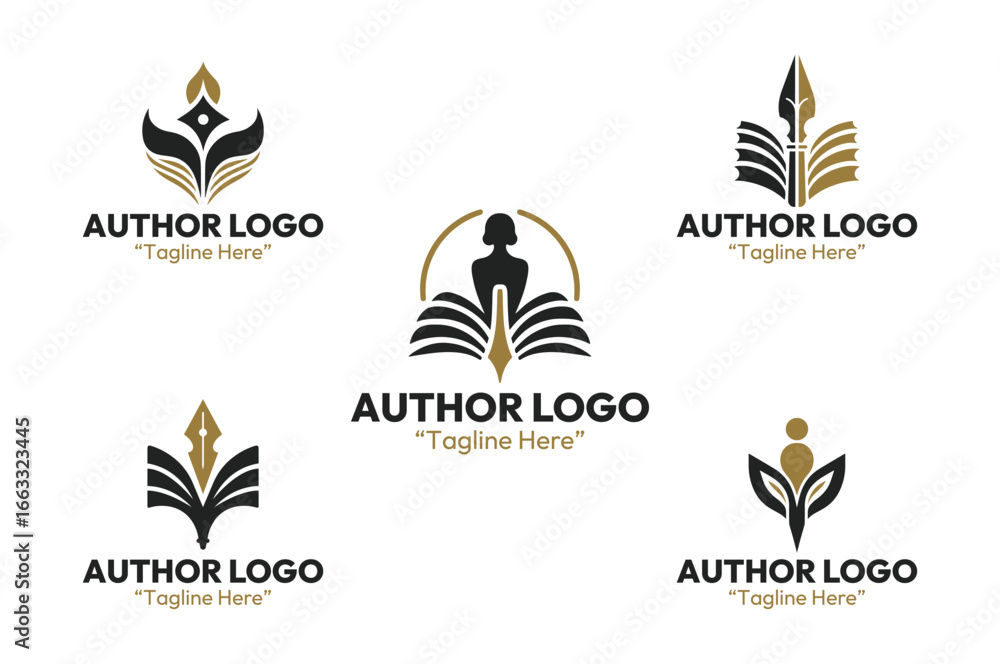 Fototapeta premium 5 Author Logo Set Modern Writing Identity Design
