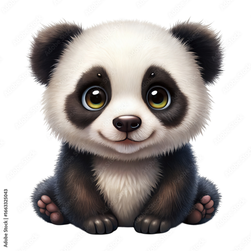 Fototapeta premium Cartoon Panda PNG Isolated Transparent for Kids Design.